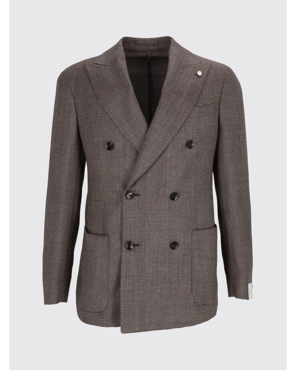 Luigi Bianchi Brown Double-Breasted Blazer With Peak Lapels for men