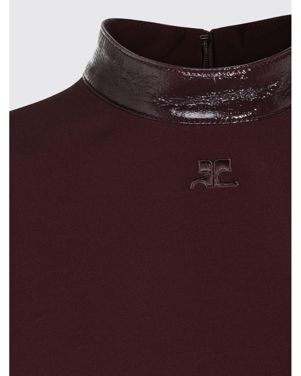 Courreges Red CourrÈ Ges A-Line Crêpe Mini Dress With High Neck And Short Sleeves
