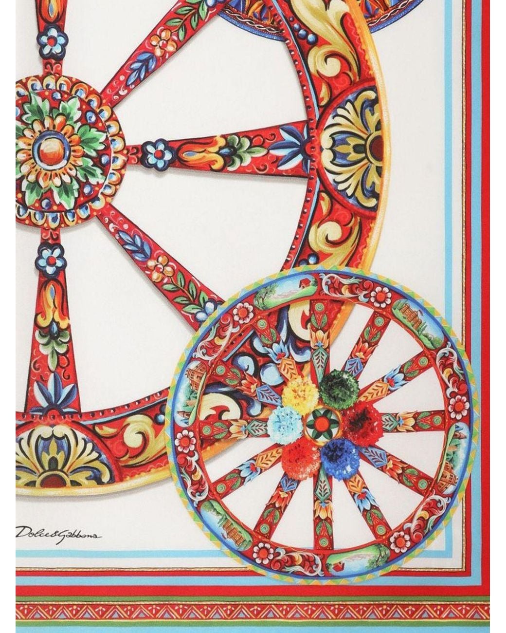 Dolce & Gabbana Multicolor Dolce &Amp Gabbana Silk Foulard With Traditional Carretto Siciliano Print