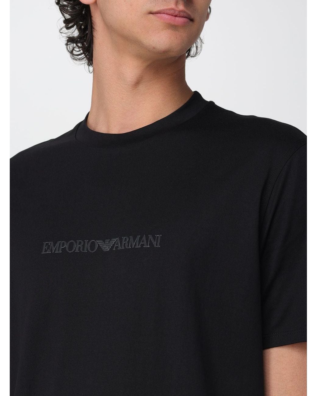 Emporio Armani Black Logo Cotton T-Shirt for men