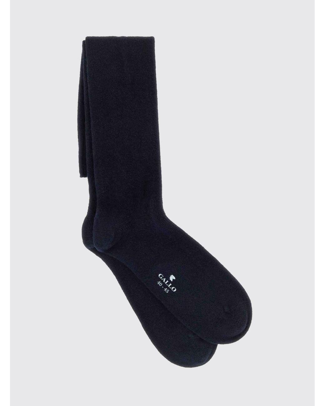 Gallo Blue Calf-High Stretch Cashmere-Blend Socks With Contrast Logo for men
