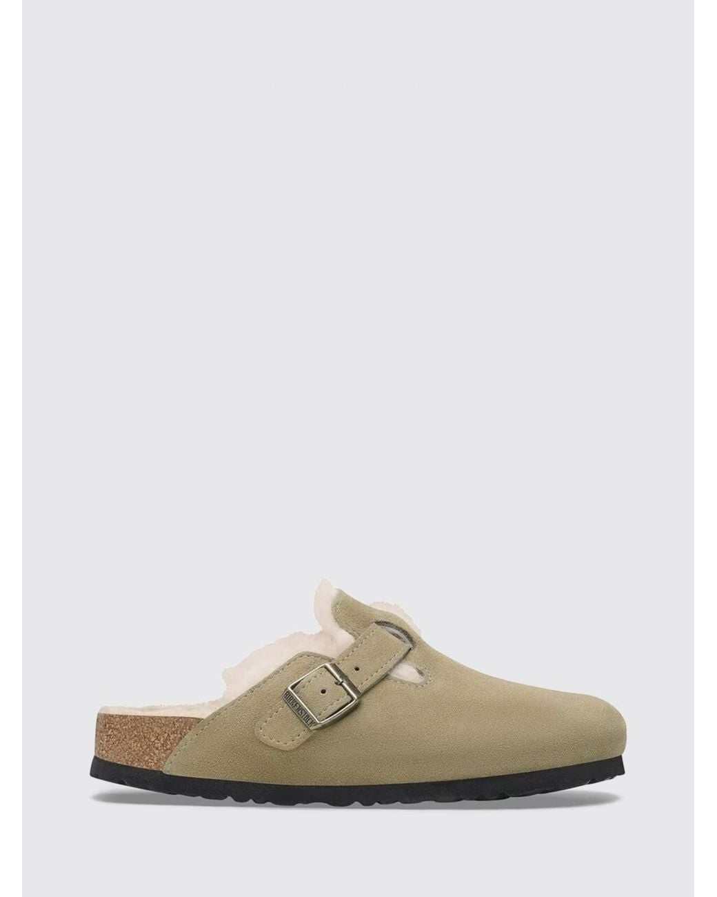 Birkenstock White Boston Suede Mules With Shearling Lining And A Round Toe for men