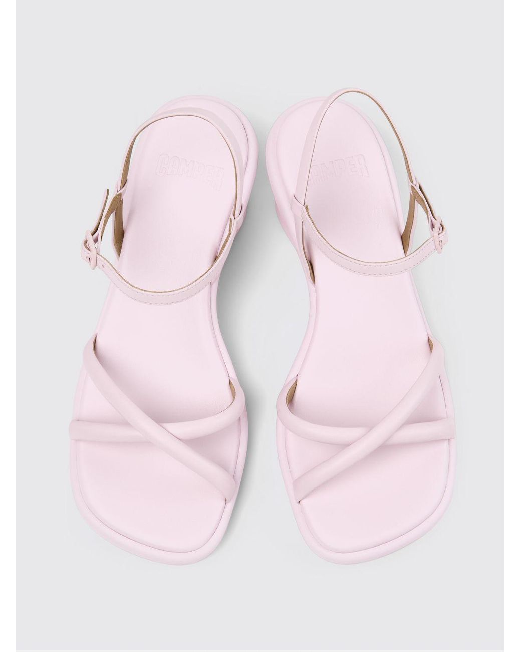 Camper Pink Louise Leather Wedge Sandals
