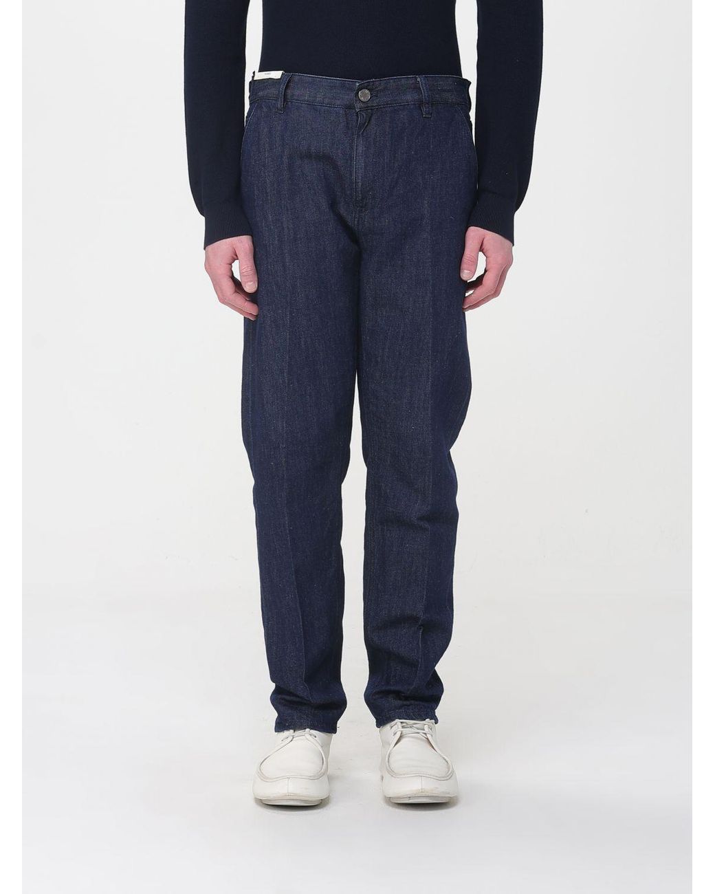 PT Torino Blue Cotton Straight Jeans for men