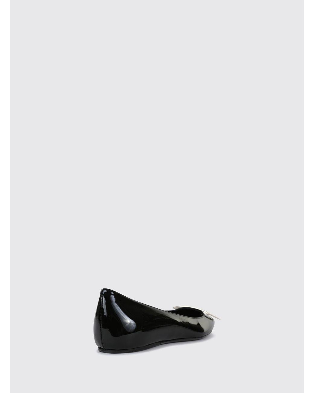 Roger Vivier White Trompette Patent Leather Ballet Flats With Logo Plaque