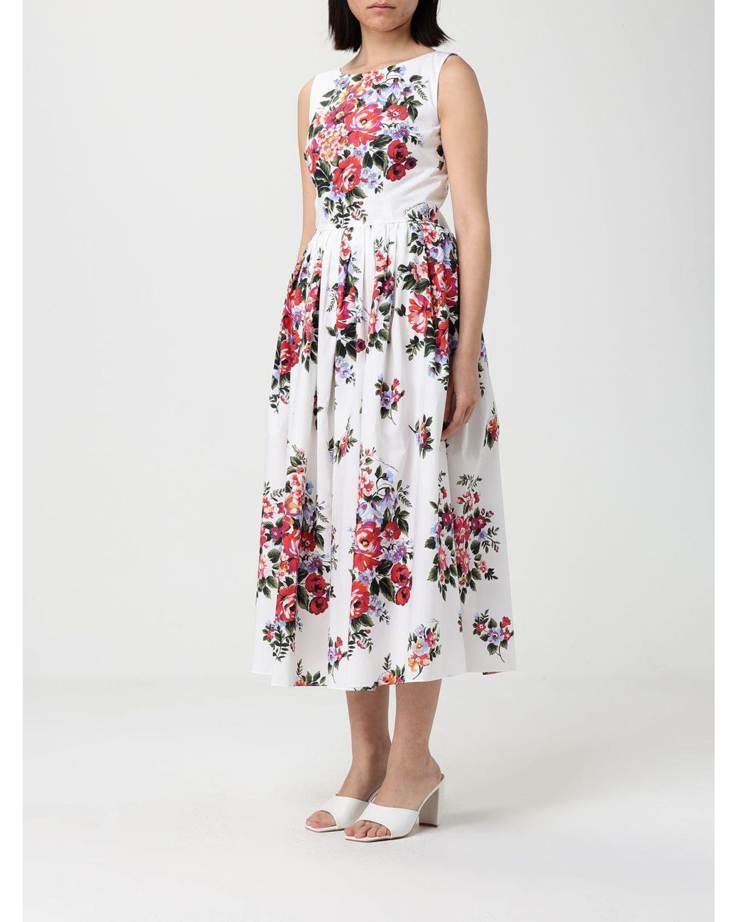 Dolce & Gabbana White Dolce &Amp Gabbana Cotton Dress With Floral Print