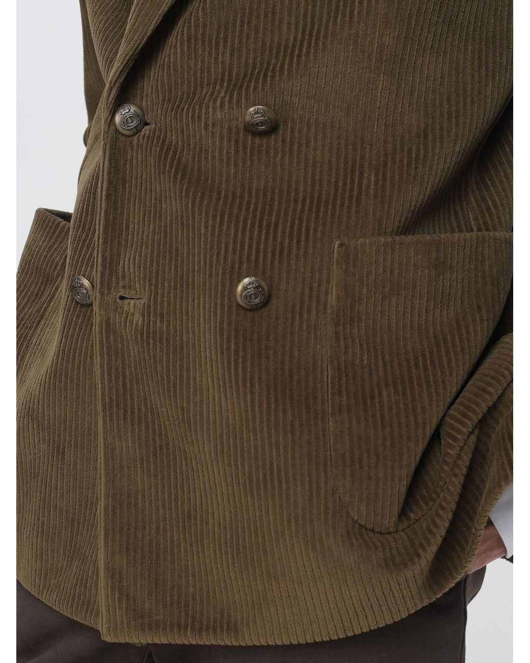 Circolo 1901 Green Double-Breasted Cotton Velvet Blazer With Patch Pockets for men