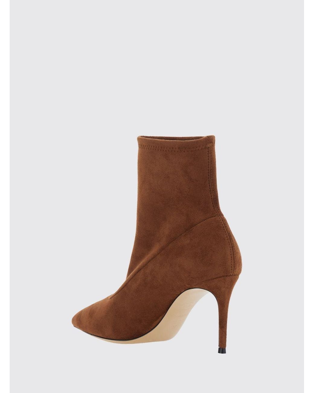 Casadei Brown Julia Stretch Fabric Ankle Boots With Stiletto Heel And Almond Toe