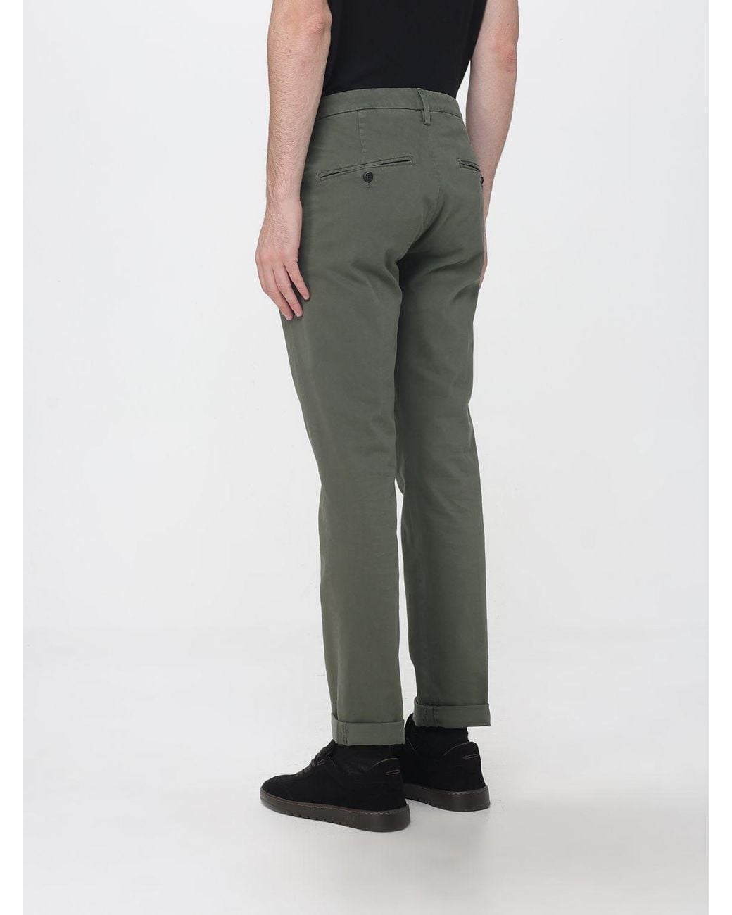 Dondup Green Gaubert Slim Fit Mid-Rise Velvet Chino Trousers for men