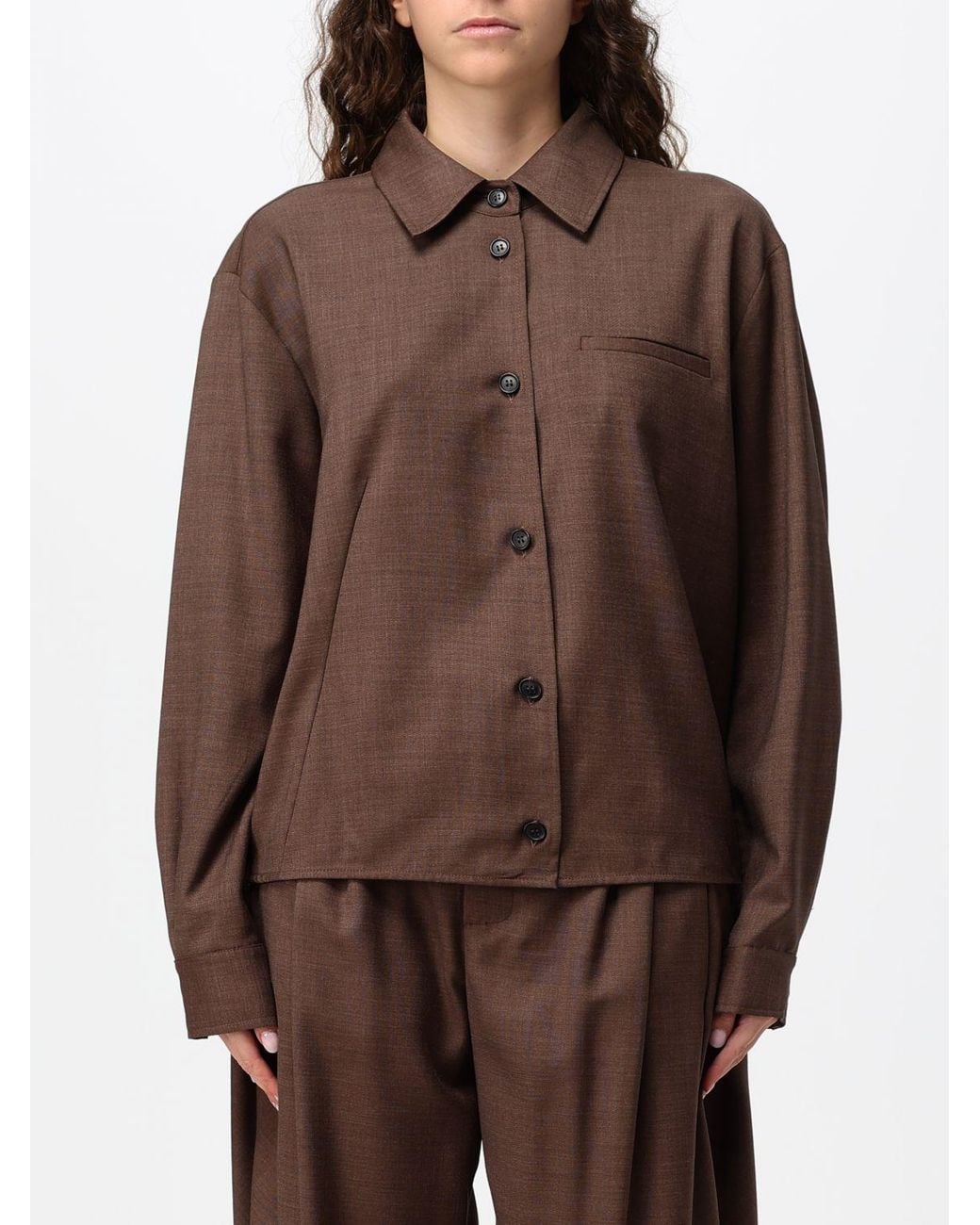 MEIMEIJ Brown Relaxed Fit Viscose Shirt With Dropped Shoulders