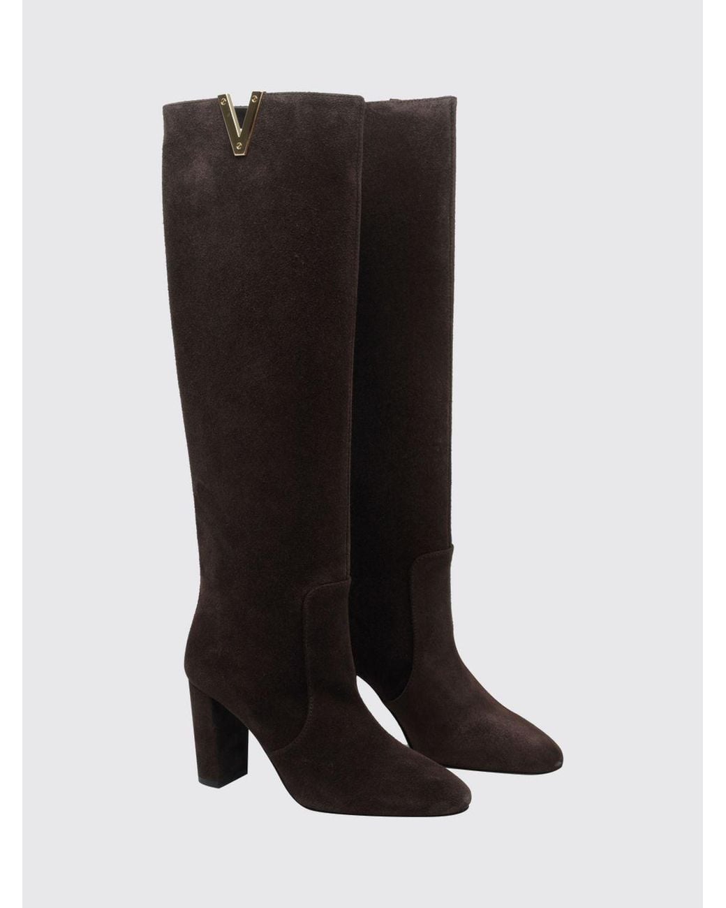 Via Roma 15 Black Suede High Boots With Heel And Almond Toe