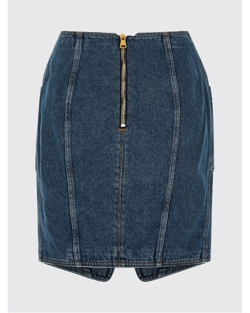 Balmain Blue Denim Mini Skirt With Maxi Buckle