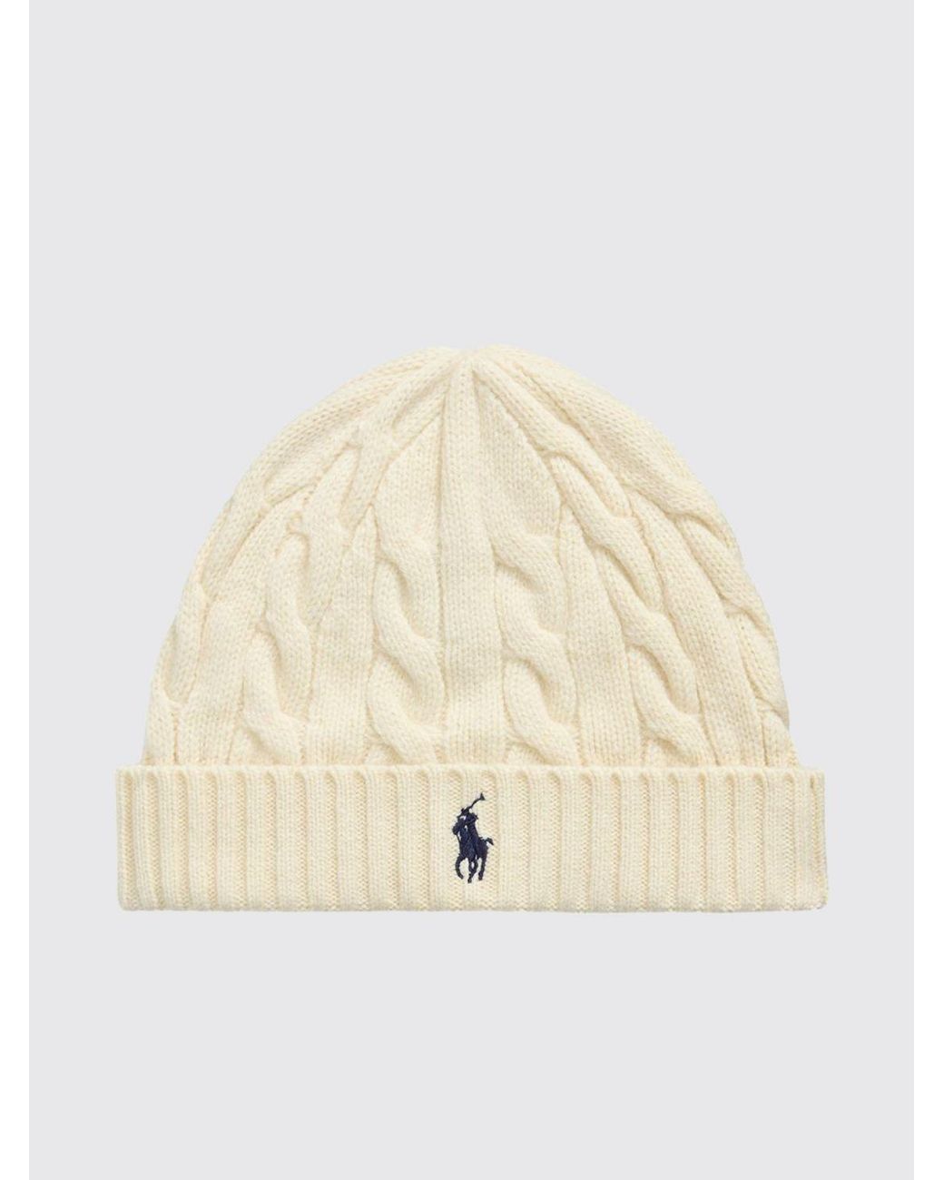 Polo Ralph Lauren Natural Wool And Cashmere Blend Beanie With Contrast Pony Logo for men