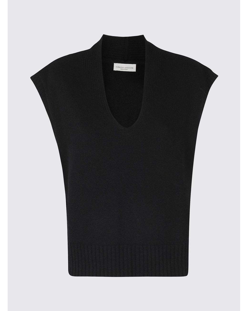 Roberto Collina Blue V-Neck Wool Knitted Gilet With Ribbed Trims