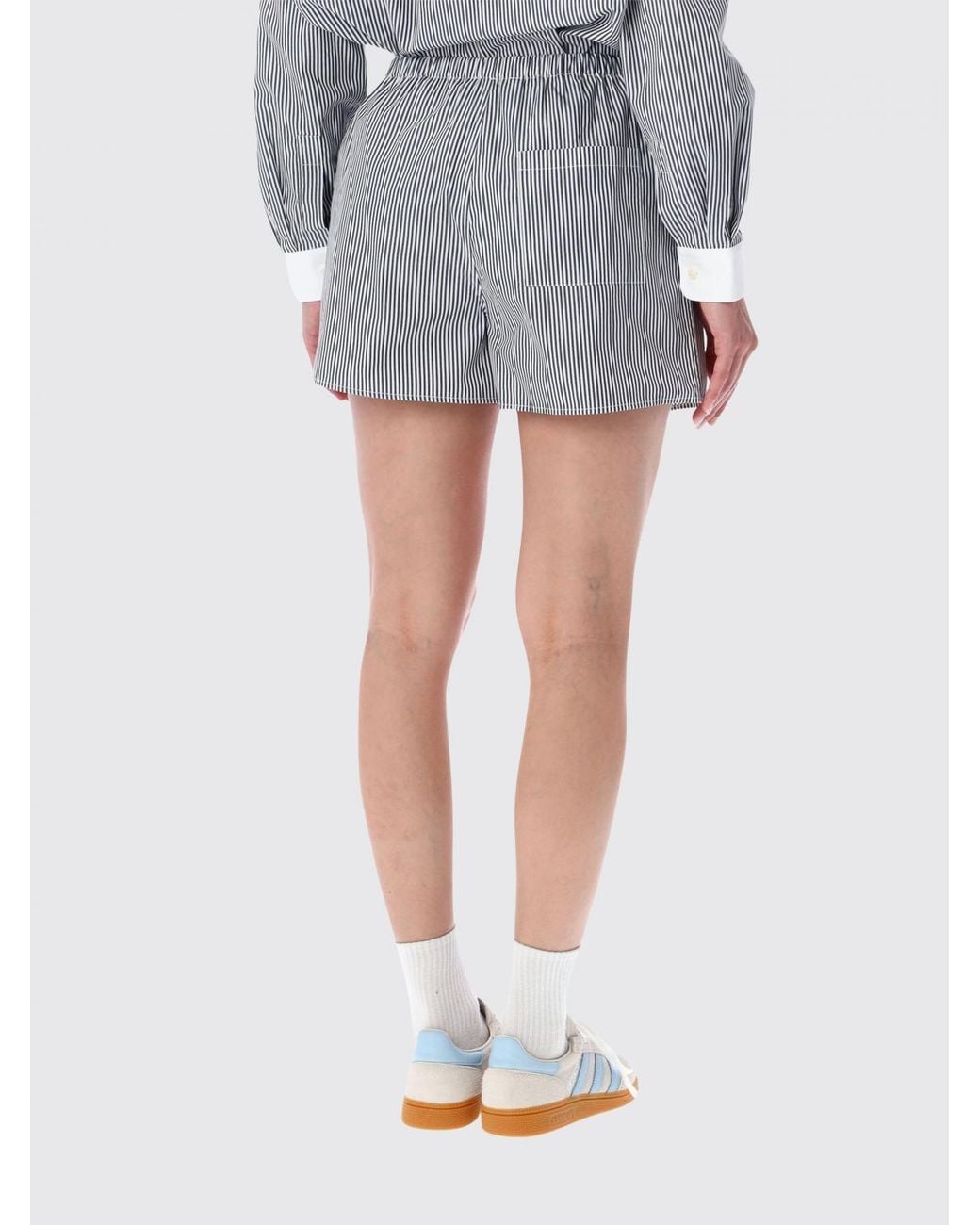 Sporty & Rich Gray Sporty &Amp Rich Striped Cotton Boxer Shorts With Elasticated Waist
