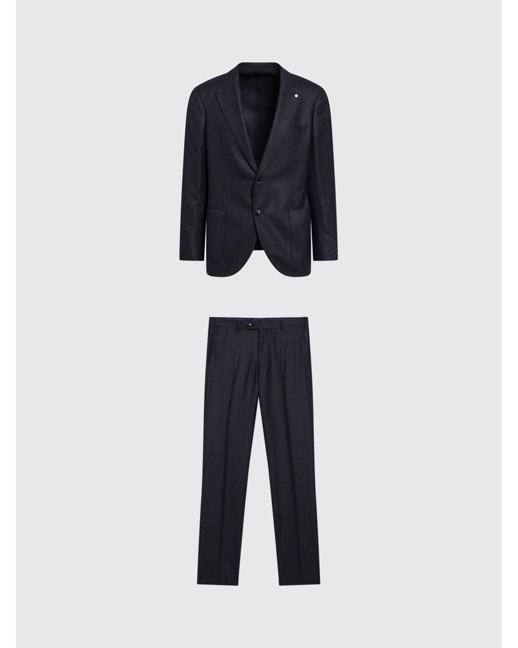 Luigi Bianchi Black Single-Breasted Two-Button Wool Suit With Lapels for men