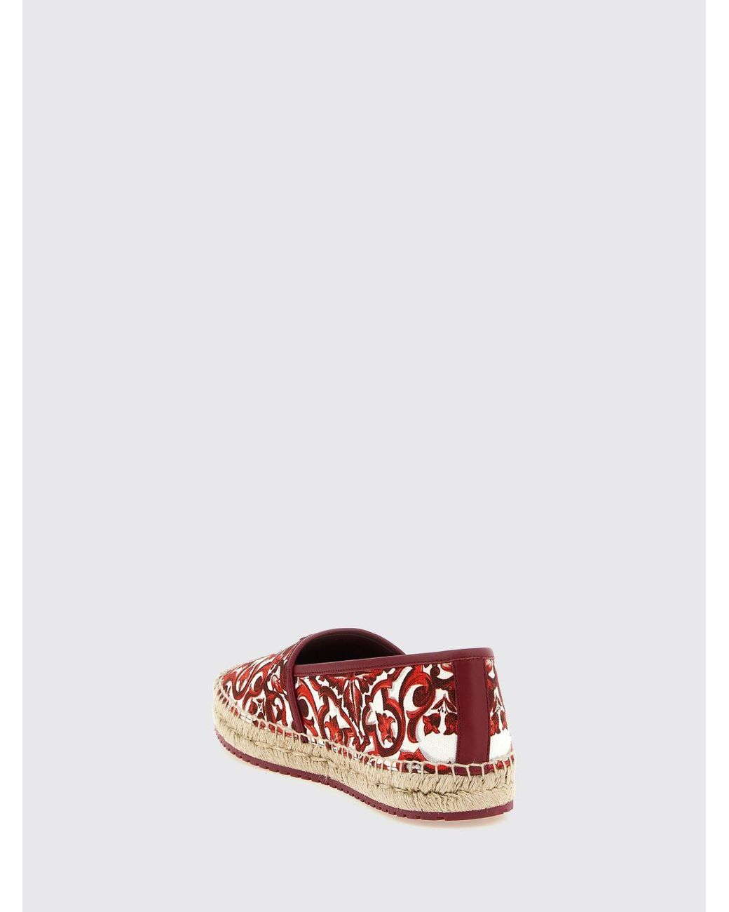 Dolce & Gabbana Red Dolce &Amp Gabbana Majolica Print Cotton Espadrilles With Jute Sole for men