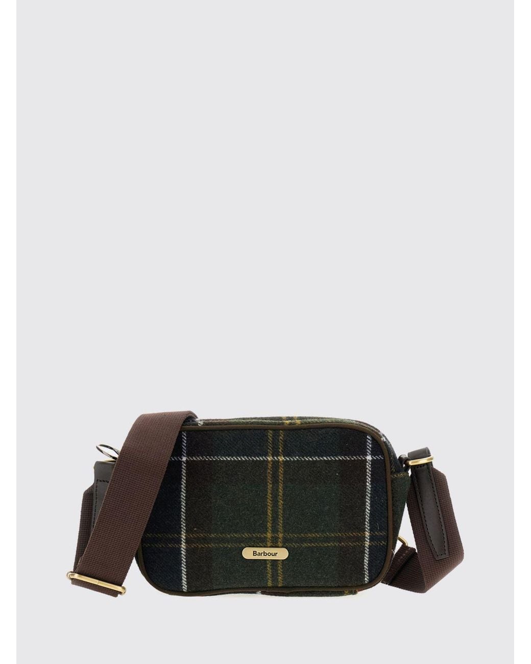 Barbour Black Tartan Wool-Blend Mini Camera Bag
