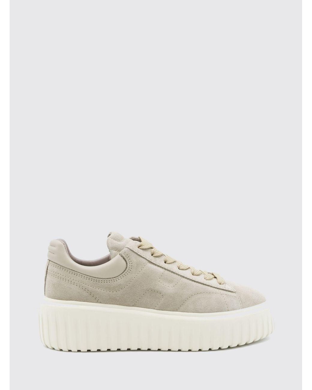 Hogan White H-Stripes Suede Platform Sneakers