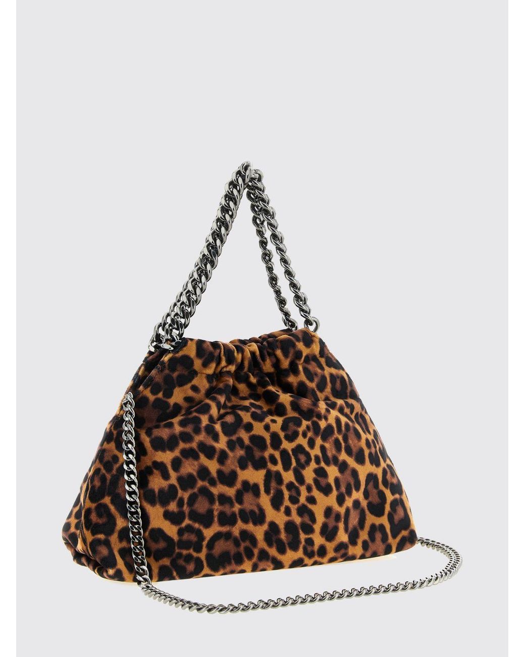 Stella McCartney Brown Animalier Velvet Mini Handbag With Chain Handles
