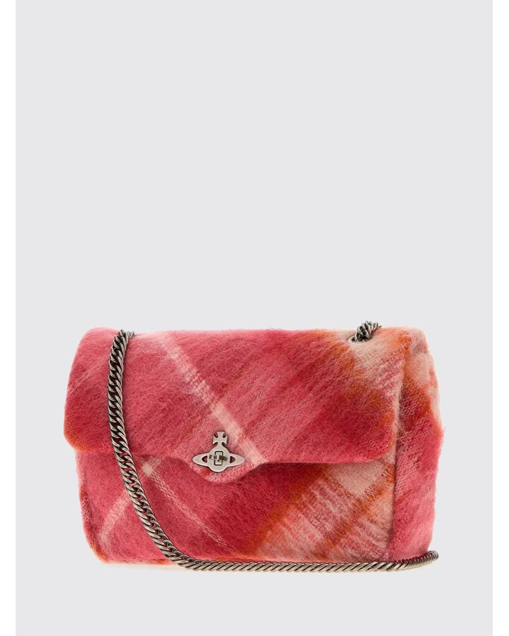Vivienne Westwood Red Anita Check Wool And Mohair Crossbody Bag