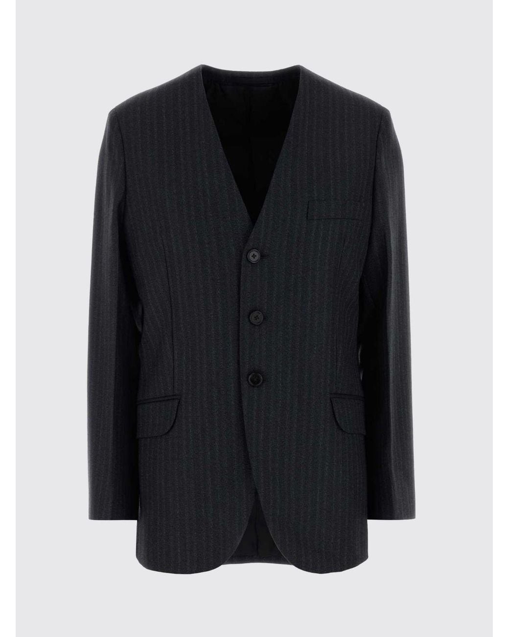 Jil Sander Blue Pinstriped Wool Single-Breasted Blazer