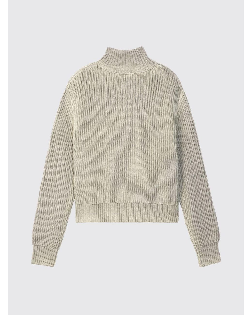 Camper Natural Ribbed Wool Blend Half-Zip High Neck Jumper for men