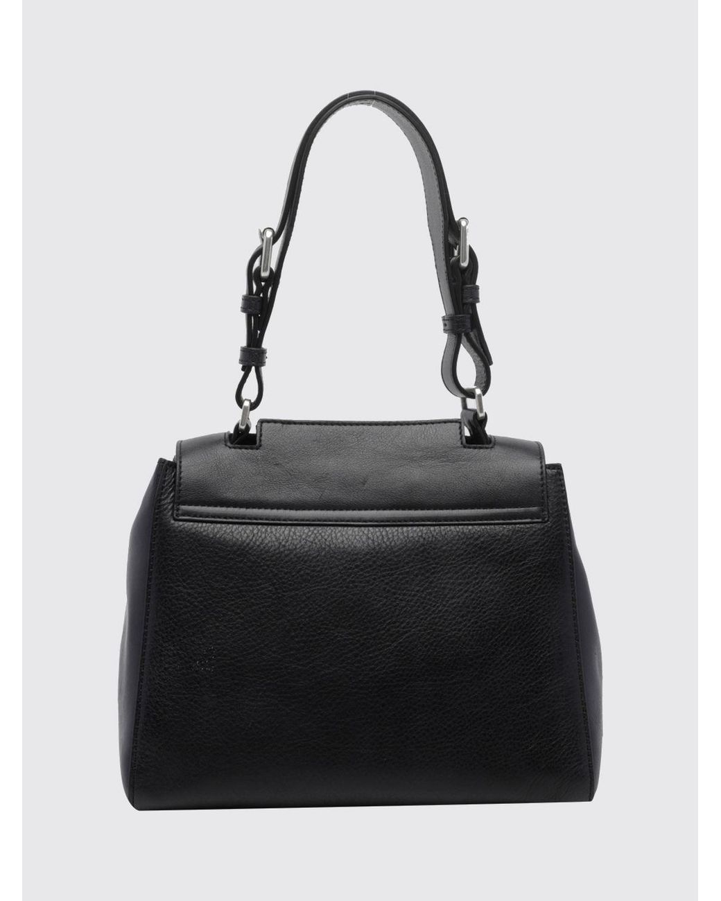 Orciani Black Sveva Small Calf Leather Handbag With Adjustable Handle And Strap