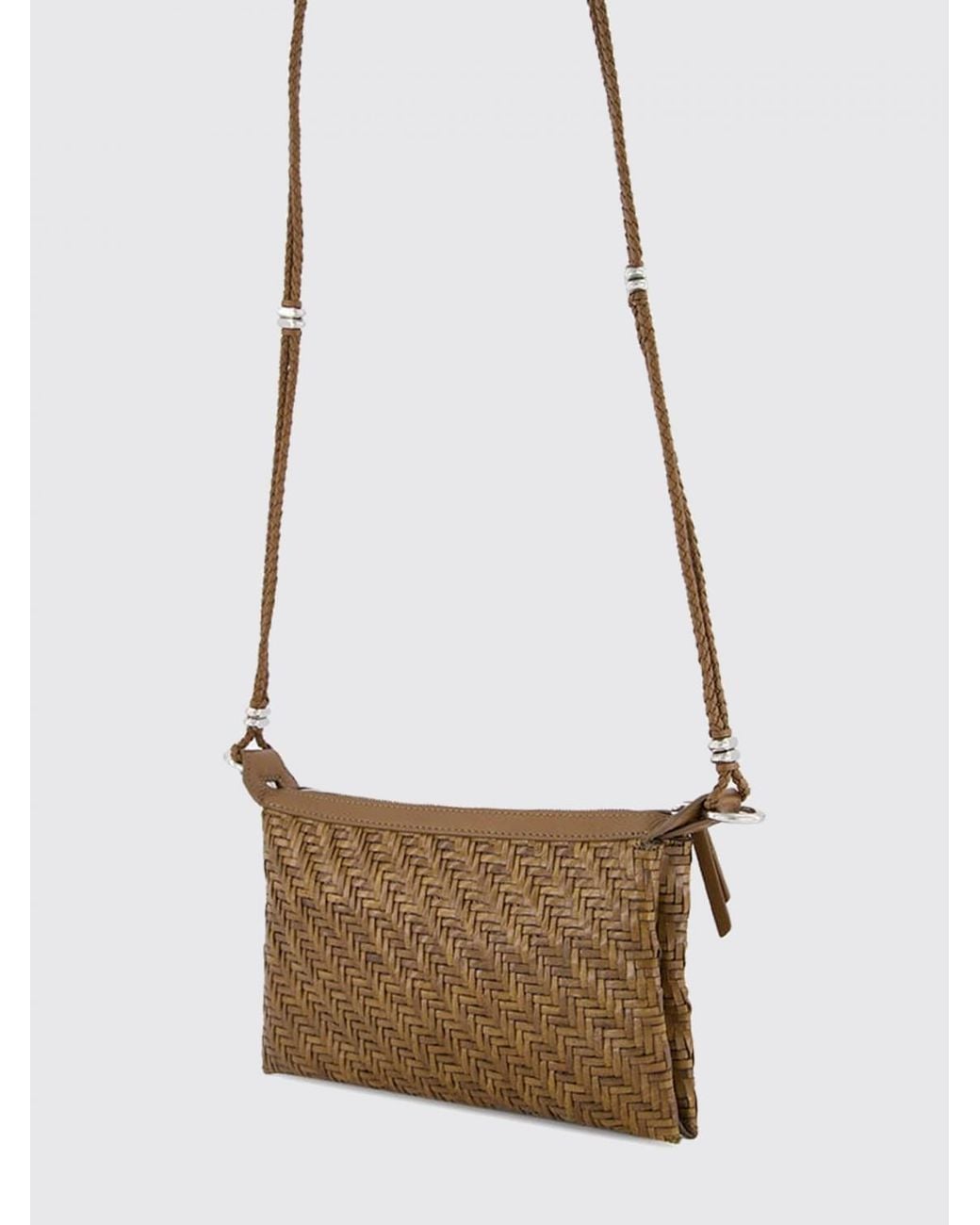 Benedetta Bruzziches Brown Pondy Woven Leather Mini Bag With Strap