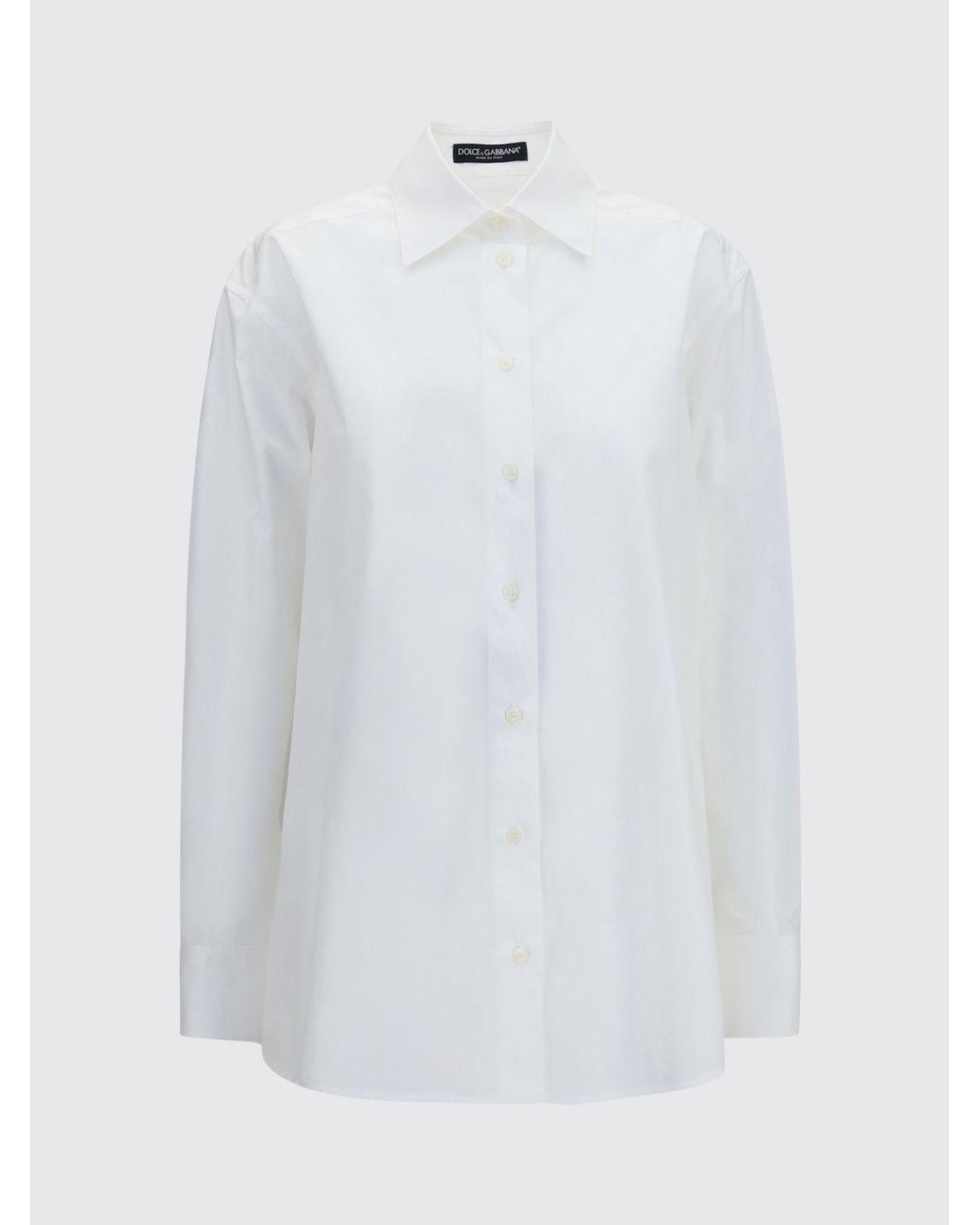 Dolce & Gabbana White Dolce &Amp Gabbana Slim Fit Cotton Poplin Shirt With Pointed Collar