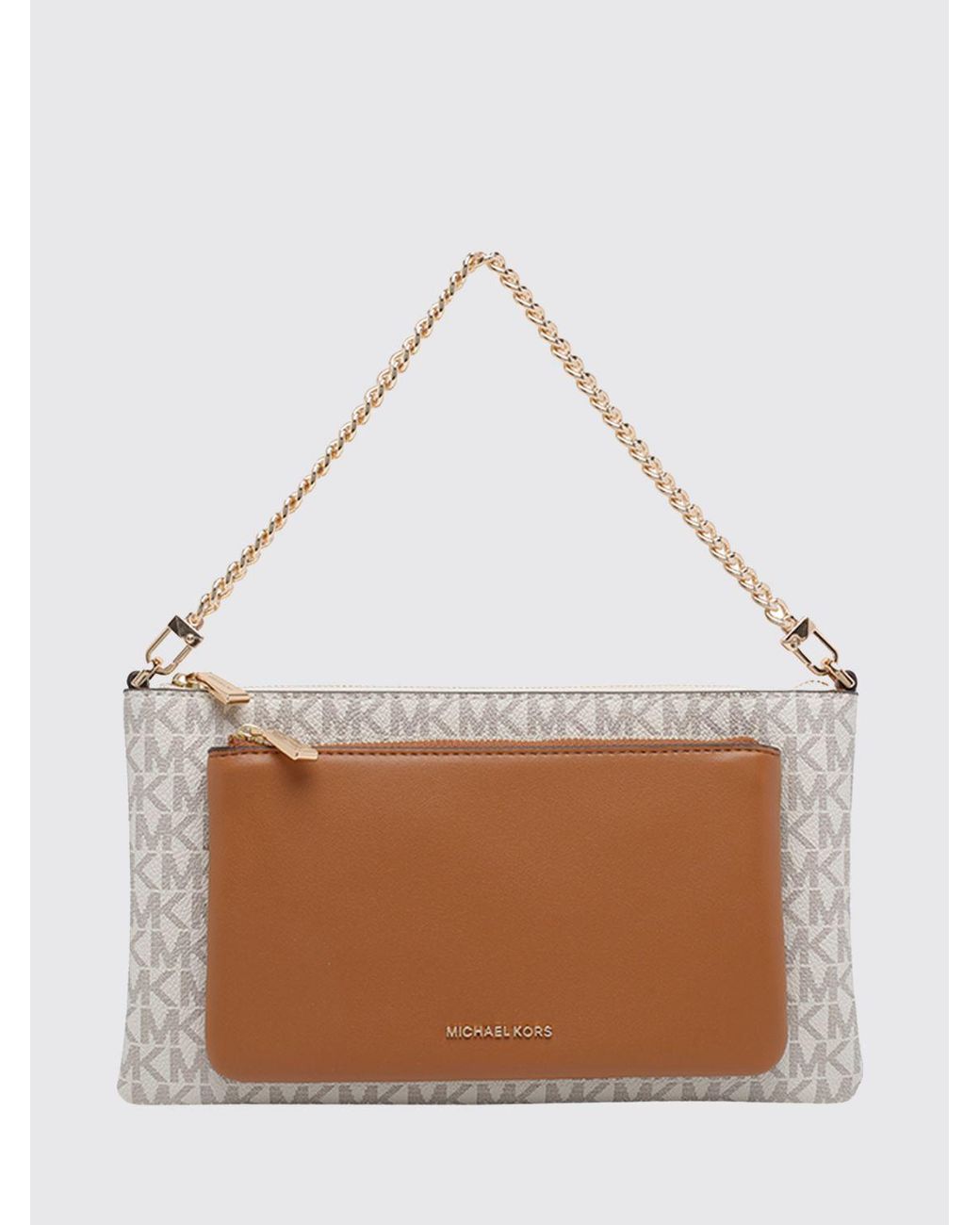 Michael Kors White Coated Cotton Jet Set Bag With Mk Monogram