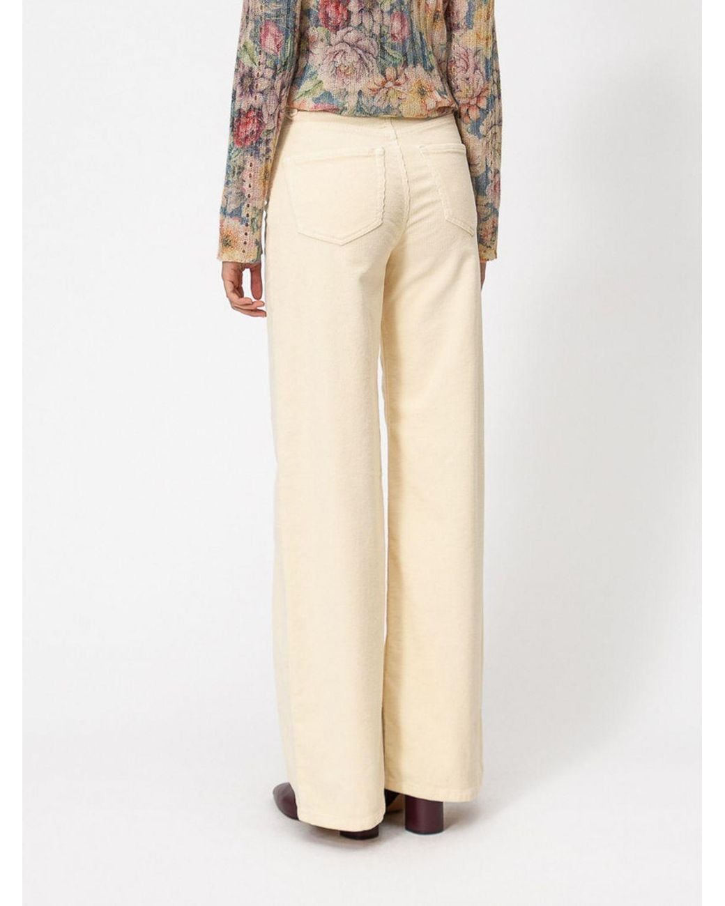 Twinset Natural High-Waisted Flared Corduroy Trousers