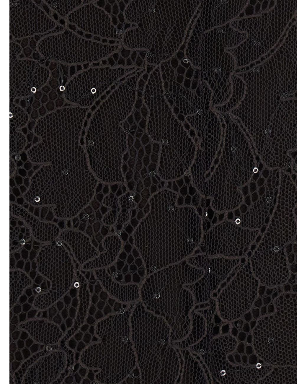 Twinset Brown Sequin-Embroidered Lace Midi Ceremony Dress