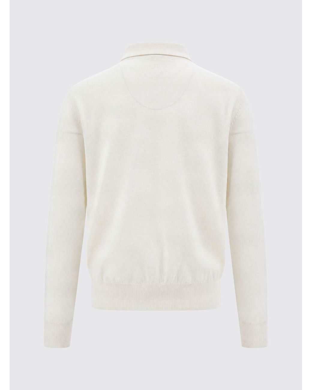 Boss White Long-Sleeved Knit Polo Shirt for men