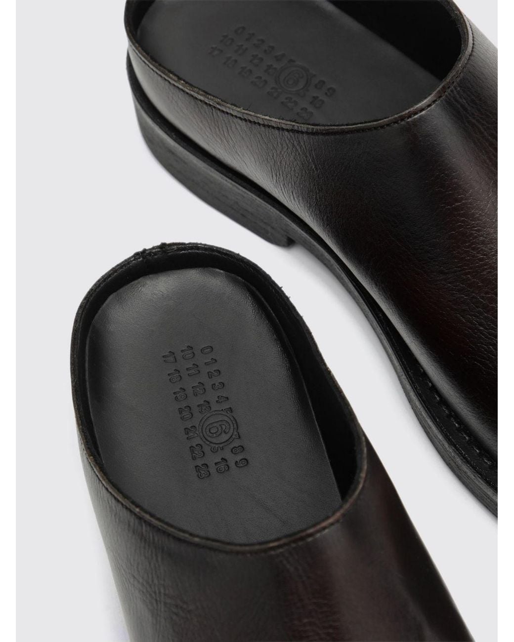 MM6 by Maison Margiela White Leather Mules With Rounded Toe for men