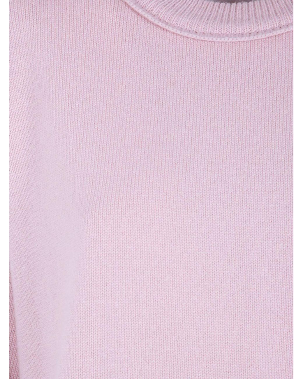 Mrz Red Dropped Shoulder Virgin Wool And Cashmere Crewneck Jumper
