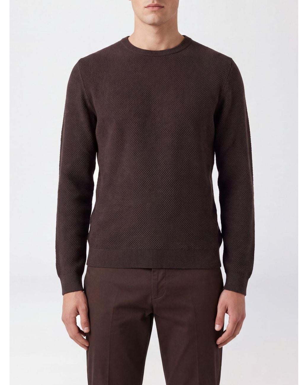 Slowear Brown Crew Neck Jumper for men