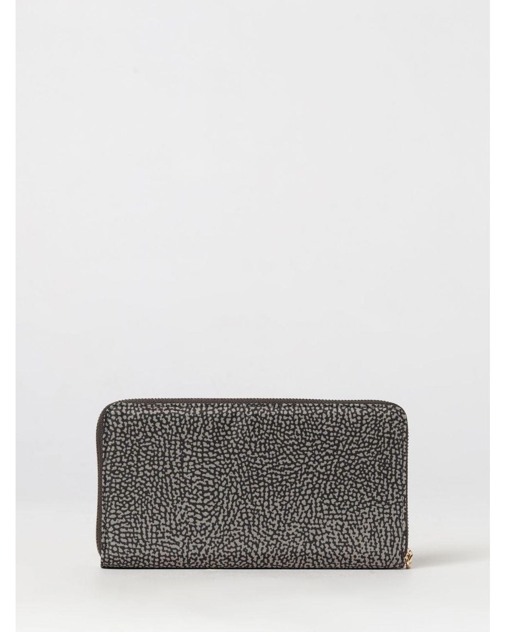 Cartera Continental De Nailon Reciclado Con Estampado De Lunares Borbonese de color Gray