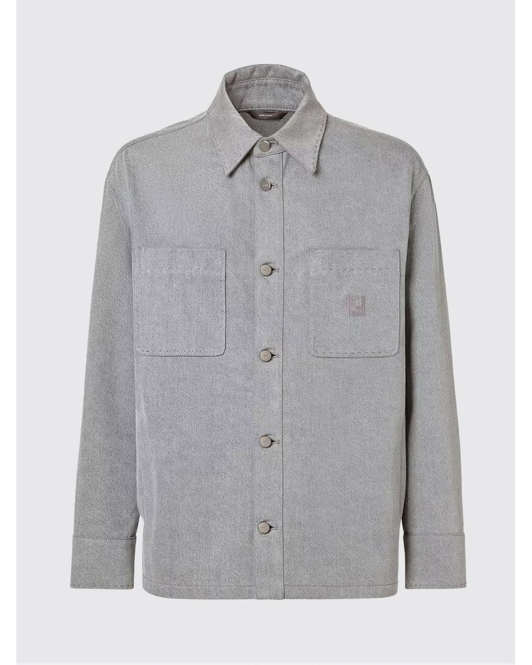 Fendi Gray Cotton Overshirt for men