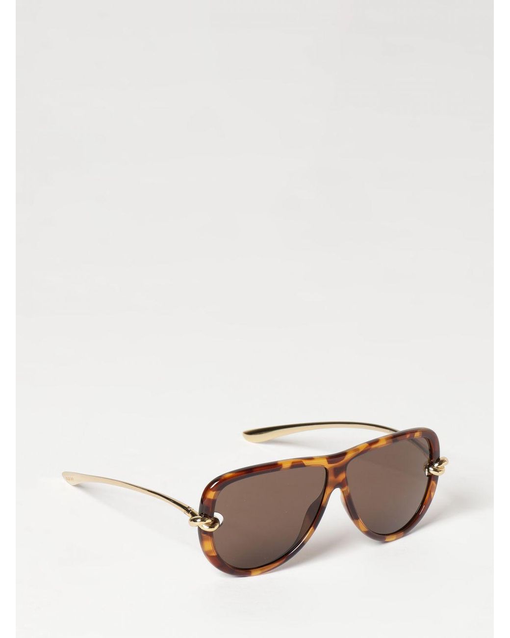 Bottega Veneta Natural Tortoiseshell Acetate Aviator Sunglasses
