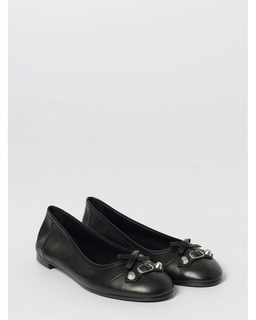 Balenciaga Black City Up Leather Ballerinas