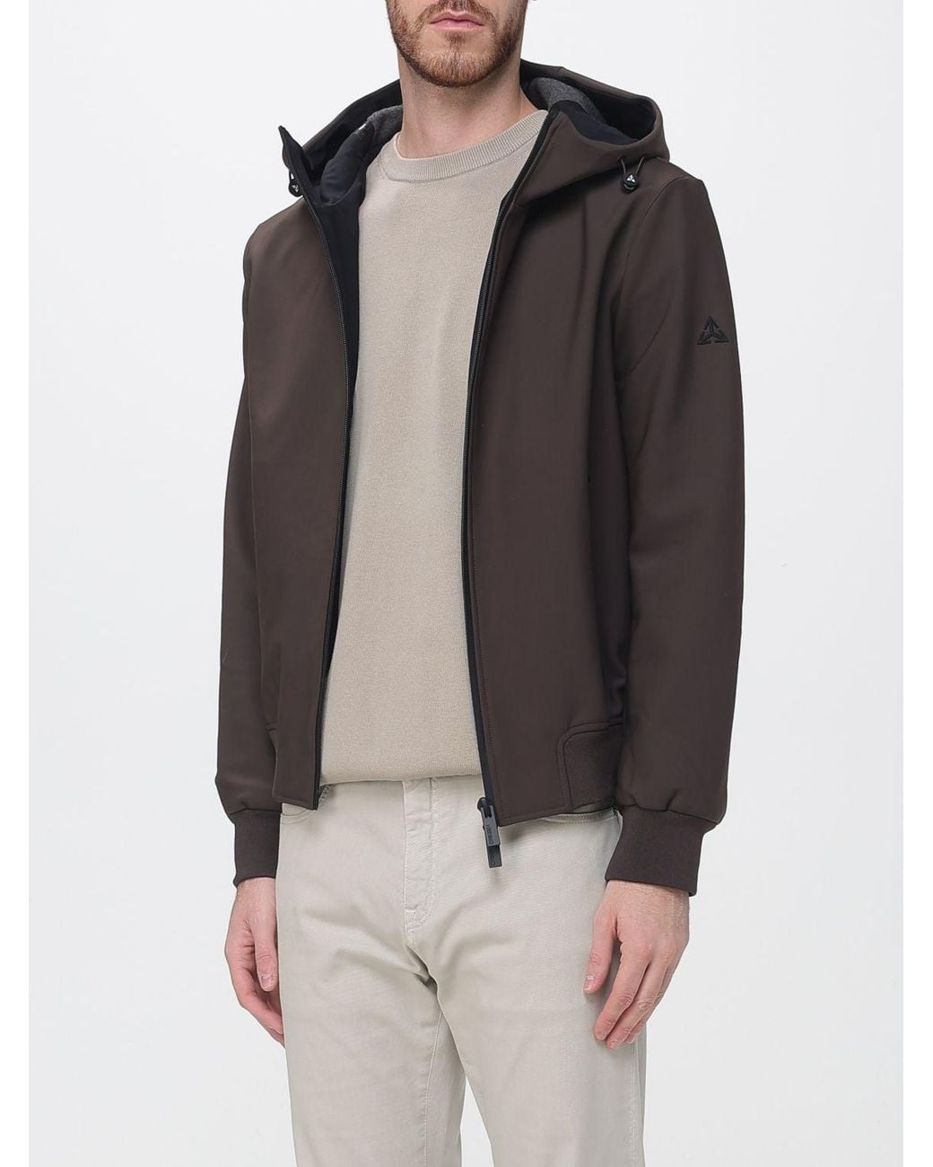 Heskimo Black Nylon Hooded Windbreaker Jacket With Zip Closure for men