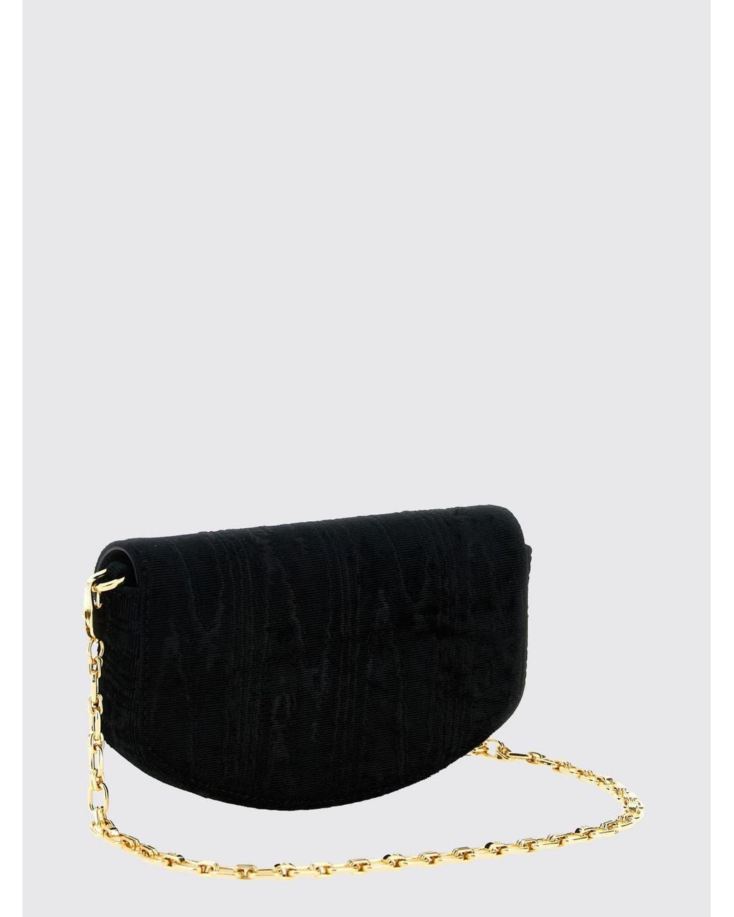 Ganni Black Lulu Moiré Velvet Wallet On Chain Bag