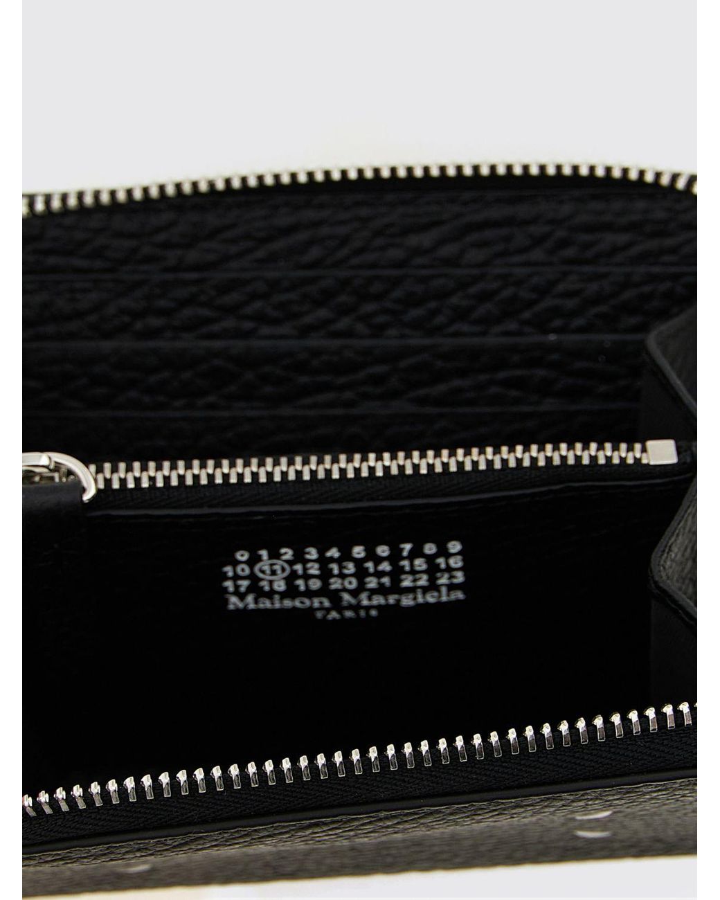 Maison Margiela White Grained Leather Zip-Around Wallet With Four Stitches Logo