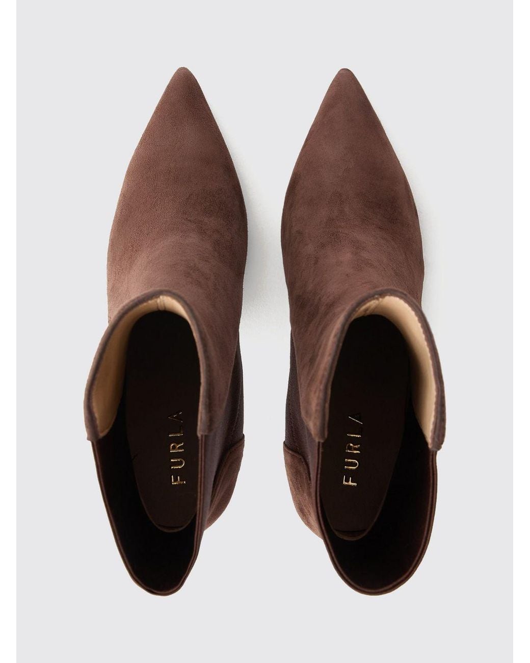 Furla Brown Aria Suede Chelsea Boots With A Medium Stiletto Heel