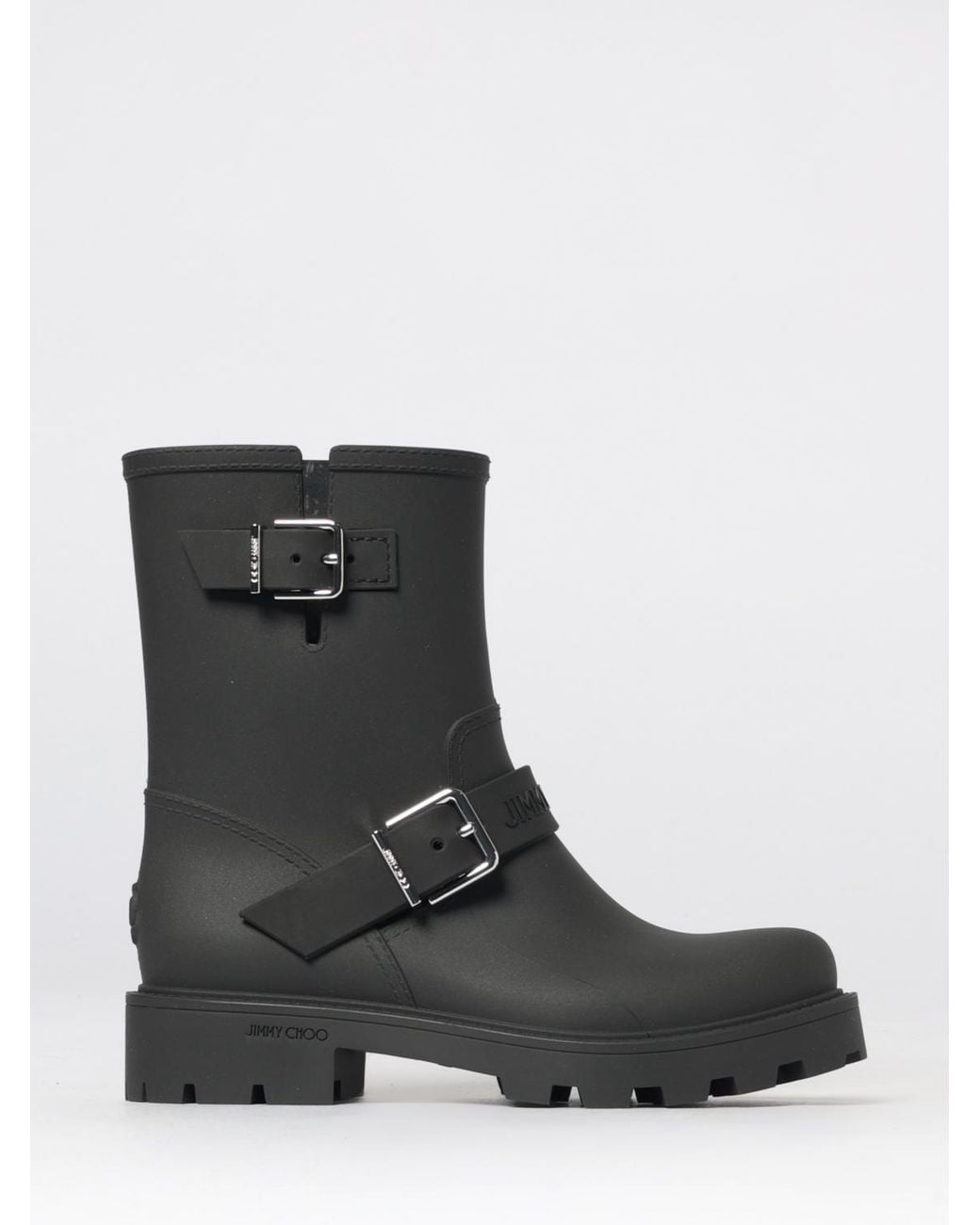 Jimmy Choo Black Rubber Biker Ankle Boot