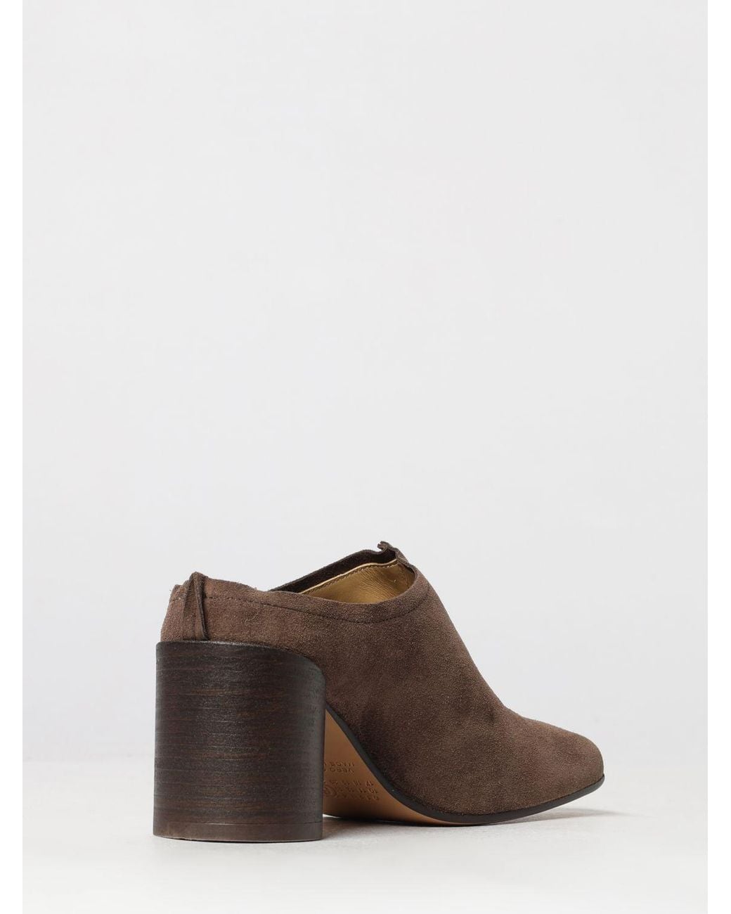 MM6 by Maison Margiela Brown Anatomic Suede Mules With Cylindrical Heel