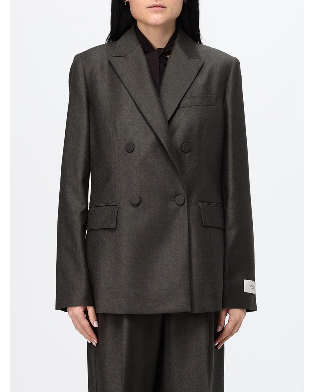Agnona Gray Double-Breasted Blazer