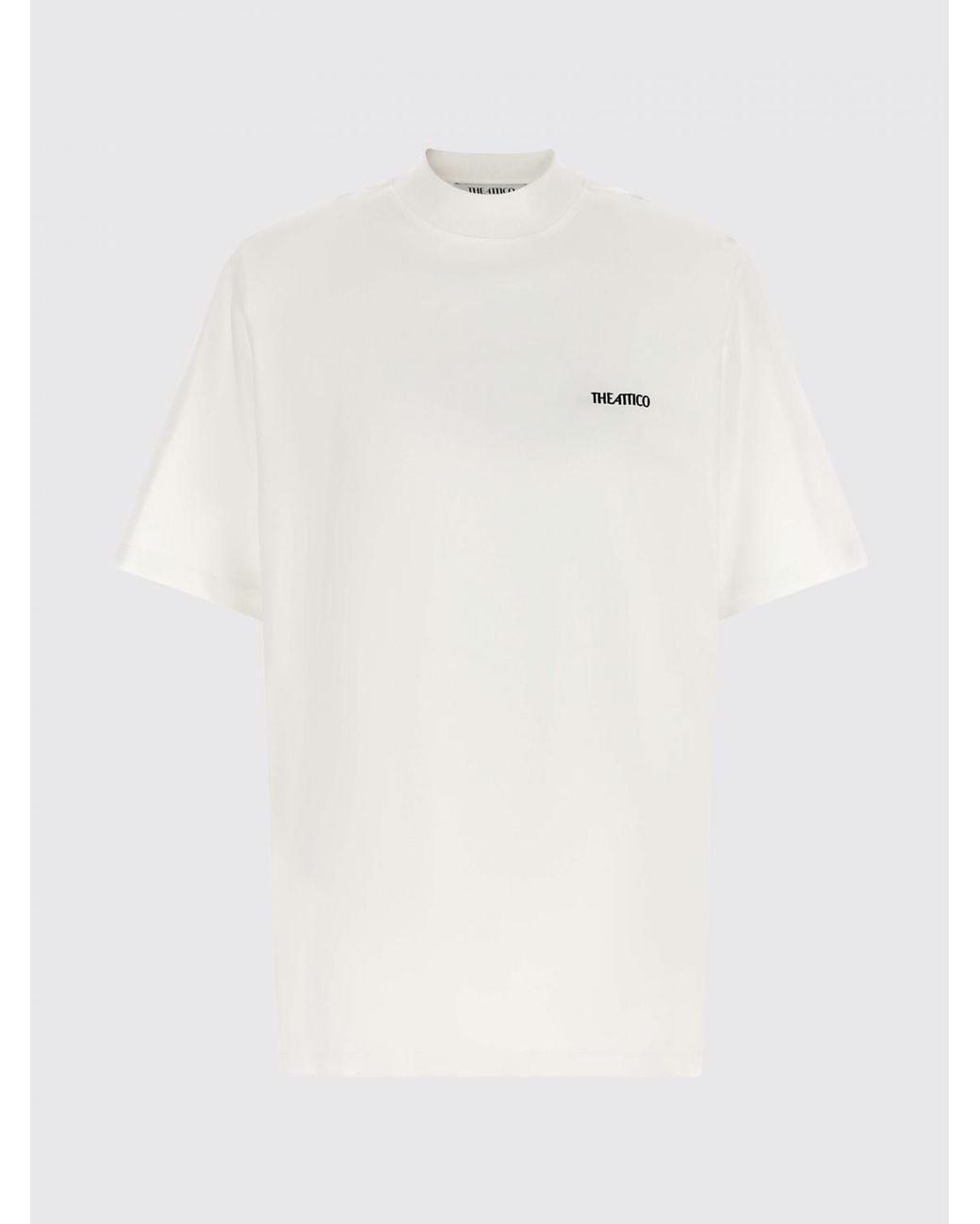 The Attico White Cotton Crewneck T-Shirt With Dropped Shoulders And Tone-On-Tone Logo