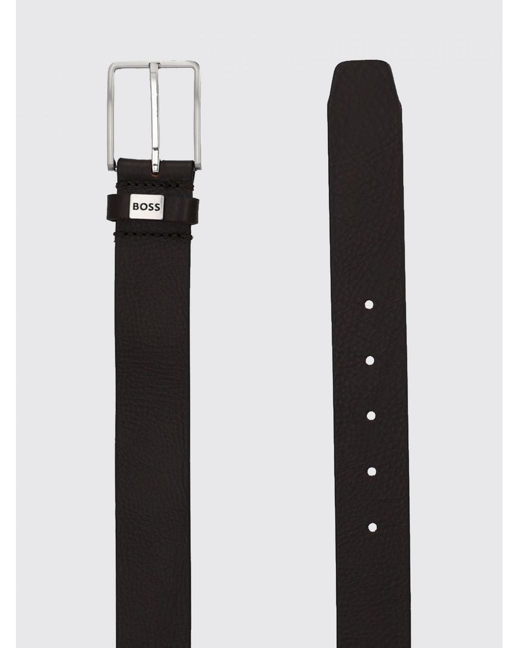 Boss White Pin-Buckle Leather Belt for men